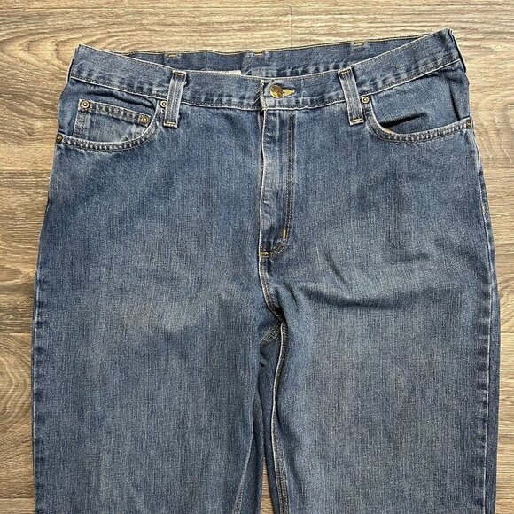 Carhartt Jeans 38x36 Elton Straight Leg 5 Pocket Denim 101496 Medium Wash - Picture 5 of 10